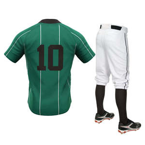 OEM Custom Green Baseball Uniform Set Men's Short Sleeve Jersey Pants Knickers Embroidery Logo Moisture Wicking All Seasons - Product Image 2
