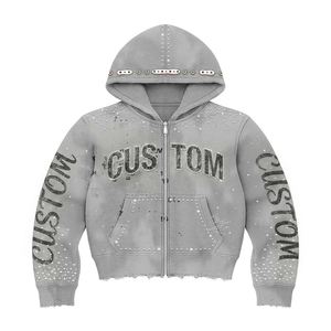 Sweat à capuche violet surdimensionné pour homme avec imprimé crâne, appliqué et patchs effet usé, style streetwear - Product Image 4