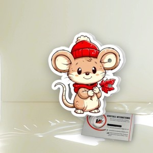 Plaque magnétique personnalisée avec logo pour extensions de cils, motif souris mignonne avec chapeau et écharpe rouges, en acrylique, pour outil de beauté - Product Image 2
