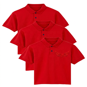 Men's Navy <b>Blue</b> Cotton <b>Polo</b> <b>Shirt</b> Short Sleeve Embroidered Logo Casual Solid Color Regular Fit Breathable Oxford Fabric - Product Image 3