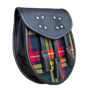 Kilt Sporran Negro Semi-Formal con Correa de Cadena - Kilt Buchanan Tartan Sporran Hecho a Mano Personalizado - Product Image 1
