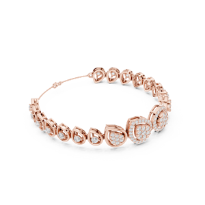 Bracelet en or rose massif 9K 10K 14K 18K avec diamants CVD de laboratoire VVS DEF, style poire et grappe, chaîne et maillons tendance - Product Image 3