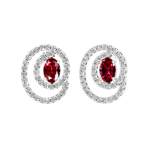 ต่างหูเม็ดเพชรทับทิมแท้แบบเกลียวที่ไม่เหมือนใครคุณภาพดีเงินสเตอร์ลิงสีขาวทองทันสมัยของขวัญสำหรับงานแต่งงานตามกระแส - Product Image 2