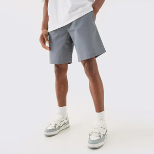Men's Solid Color Eco-Friendly Organic Oxford Cotton Bermuda <b>Shorts</b> with Pockets Elastic Waist Casual Style Breathable Mid Rise - Product Image 3
