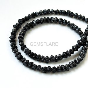 Cuentas de Diamante Negro Natural, Cuentas de Diamante Negro Sin Cortar de 5MM-6MM, Cuentas de Diamante en Bruto, Cuentas de Diamante Redondeadas para Joyería M - Product Image 1