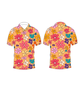 Camisa Polo para Hombre con Estampado Floral Multicolor Naranja, Manga Corta, Casual, para Verano, para Golf - Product Image 3