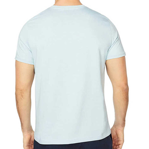 เสื้อยืดคอกลมแขนสั้นสีฟ้าอ่อนสำหรับผู้ชาย ผ้าฝ้าย 100% สีพื้น สไตล์ลำลอง ทรงพอดีตัว ความยาวปกติ ผ้าถักย้อมสีเรียบ - Product Image 3