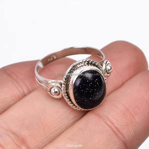 Bague en argent 92.5%, bague à la main, bague en pierre de soleil bleue, bague en pierre bleue, bague de créateur, bague de mariage, bague Boho - Product Image 2
