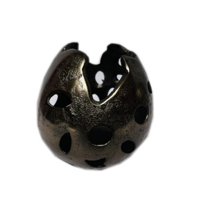 Atiqco Luxurious Bronze Votive <b>Candle</b> Holder Ornament Cracked Egg Style T-Light Vessel Etched Handmade Heat Resistant Black - Product Image 1