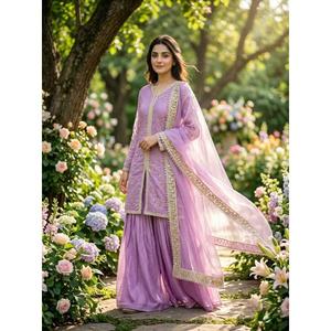 Conjunto de Salwar Kameez Dupatta de Diseño Premium, Tradicional, para Fiestas, en Seda Fendi Pura con Estampado Digital, de Secado Rápido y Corte Regular para Mujer, ZAIN - Product Image 1