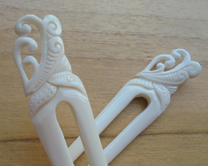 ไม้เสียบผมแกะสลักด้วยมือจากกระดูกควาย งานฝีมือธรรมชาติ - Product Image 3