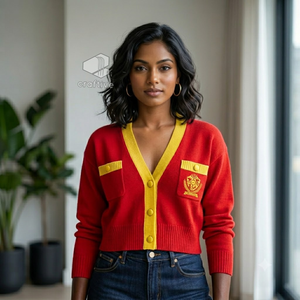 Cardigan NSPDK pour femme, col en V, boutonné, en tricot, avec écusson brodé, vêtement universitaire grec, vêtement d'extérieur - Product Image 5