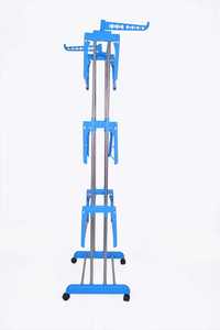 High Capacity Stainless Steel 24 Pipe <b>Drying</b> Tower Silver Three Tier Rolling Laundry Stand Flexible <b>Clothes</b> Hanger - Product Image 2