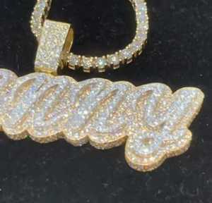 Pendentif Lettre Cursive Iced Out en Argent S925 avec Moissanite, Personnalisable avec Nom, Style Tennis Chain Hip Hop - Product Image 2