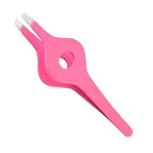 Pinzas Profesionales para Cejas con Punta Inclinada y Agarre Único para el Dedo en Color Rosa Vibrante - Product Image 1