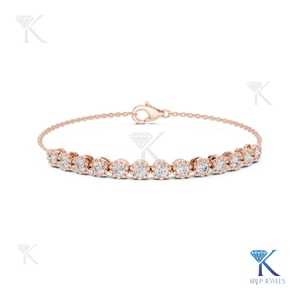 3.00mm Lab Grown Diamond Filled Bezel Set Milgrain Scalloped Edge 14K/18K <b>Solid</b> Gold Unisex Trendy Round Brilliant Cut <b>Bracelet</b> - Product Image 2