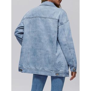 2025 femmes à la mode surdimensionné bouton Denim Jean veste à manches longues haut court automne/hiver mode tenue - Product Image 5