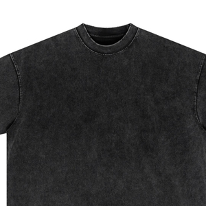 T-shirt noir à manches courtes et col rond pour homme, coupe ample, 100 % coton jersey tricoté, couleur unie, design épuré, écologique - Product Image 2