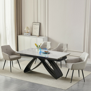Elegant Large White Pedestal Ceramic Dining <strong>Table</strong> <strong>Set</strong> 200x100 for 6 <strong>Diner</strong> Perfect Dining Room <strong>Table</strong> Furniture - Product Image 1