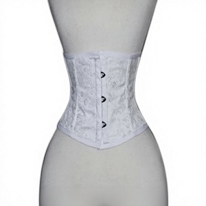 <b>Women</b> White Flower Brocade Waist Cincher Corset Medium Control Hook Eye Closure Breathable Shapewear Adult Gothic Style ODM - Product Image 1