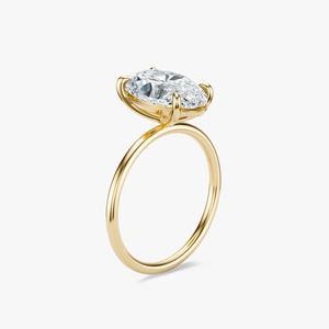 Anillo de Compromiso Solitario Roy Diamond de Lujo en Oro Amarillo de 14K con Diamante Ovalado Cultivado en Laboratorio, Engastado con Puntas, para Mujer, Personalizado, 4 GM - Product Image 2