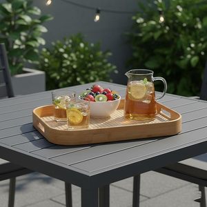 Bandeja Rectangular Desechable Moderna de Bambú Tejido para Servir y Plato para Postres para Mesa de Cocina o Mesa de Café - Product Image 3