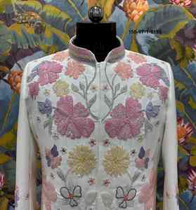 Manteau Cérémonial Motif Prairie Printanière, Facile d'Entretien, Col Montant, Tenue de Célébration, Vêtement d'Occasion Texturé de Qualité Supérieure - Product Image 2