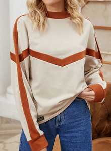 Oneten <b>Womens</b> Color Block Crewneck Sweatshirt Long Sleeve Pullover - Product Image 6