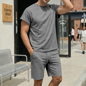New Fashion Mens Summer Tracksuit Casual <b>Athletic</b> Running Workout Jogging And Gym Wear Lightweight T Shirt And Short Set For Men - Product Image 5