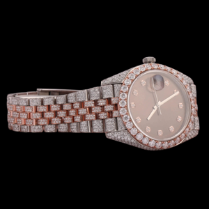 Nuevo Reloj de Moda con Esfera Marrón y Plata, con Moissanita y Cuarzo, Totalmente Cubierto de Diamantes, Estilo Hip Hop, Esfera Redonda, Colección para Hombre para Fiestas - Product Image 4