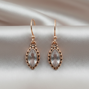 Pure 925 Sterling <b>Silver</b> Rose Quartz Teardrop <b>Earrings</b> Vintage Handmade Dangle <b>Earrings</b> Rose Gold Yellow Gold Plated jewelry Her - Product Image 5