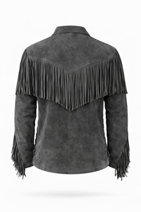 Custom Western <b>Suede</b> Leather Fringe <b>Jacket</b> for Men Soft Grey Cowboy Style Spring Wear Regular Fit Low MOQ Bulk Order - Product Image 3