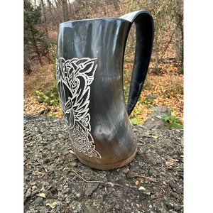 Chopes à boire en corne de buffle Viking de qualité supérieure - Corne naturelle polie pour l'ale, le miad et les événements médiévaux - Product Image 1
