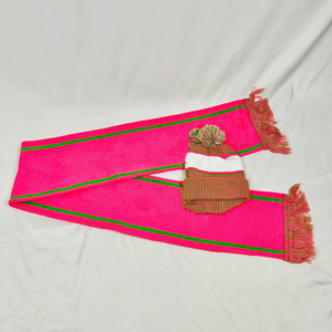 Écharpe en tricot rose et vert surdimensionnée AKA Sorority pour femme, mélange de cachemire de luxe, longue étole enveloppante, douce, chaude, à bords rayés, hiver - Product Image 3