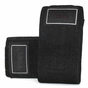 Genouillère noire robuste et légère avec protection de la paume, bandes de soutien pour haltérophilie, protection avancée pour l'entraînement physique - Product Image 2