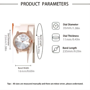 Reloj de Mujer 9827 y 1 Pulsera de Perlas, Conjunto de Reloj Blanco de Moda para Mujer - Product Image 6