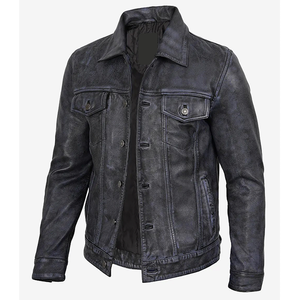 2026 OEM Best Trending Distressed Black Cowhide Leather Jackets For Men's 100%High Quality Low MOQ Winter Fashion <b>Heated</b> Jackets - Product Image 6