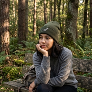 Gorro Unisex Verde con Patrón de Árbol Bordado, 100% Acrílico, con Borde, Cálido para Invierno, Estilo Casual Urbano para Adultos - Product Image 4