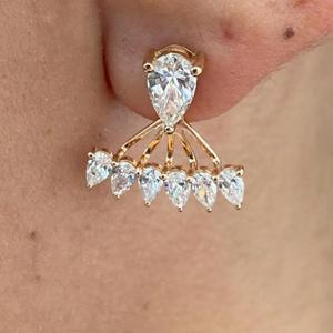 Pendientes de Diamante en Forma de Pera, Pendientes de Diamante Cultivado en Laboratorio, Pendientes de Botón en Forma de Pera, Pendientes de Novia de Oro, Pendientes de Boda Desmontables - Product Image 1