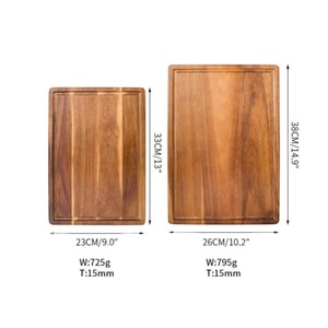 Planche à découper en bois d'acacia avec rainure pour les jus |   Planche à découper double face - Product Image 3