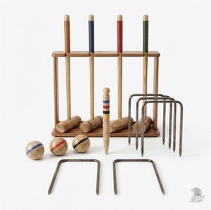 Jeu de croquet de jardin de qualité supérieure avec maillets en bois dur, balles colorées et cerceaux en acier – Équipement sportif d'extérieur pour pelouse - Product Image 2