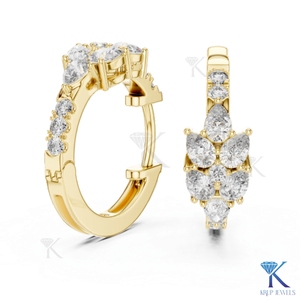 Pendientes de Aro con Diamantes Cultivados en Laboratorio CVD de Corte Brillante de KRUP JEWELS, Oro Sólido 100%, Certificados por IGI, Joyería Nupcial de Lujo - Product Image 1