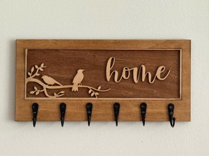 Beautiful Home Word Long Wooden Key Holder Gift Item For Family Friends New Home Or Festive Occasions Key Hook From India - Product Image 5