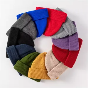 Wholesale Autumn Winter Knitted Beanie Cap Casual Solid Protective 100% Cotton Men Women Warm Top Trendy Design Men's Solid - Product Image 5