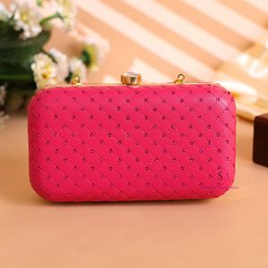 Sequins Designs Fuchsia <b>Pink</b> Color Clutch Bag <b>Purse</b> Evening Clutch Bag with Detachable Chain Strap for Wedding Haldi mehndi Gift - Product Image 2
