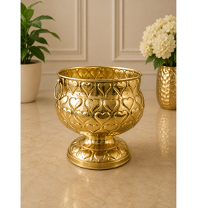 Ensemble de 3 vases à fleurs en fer doré durables, résistants à la rouille, écologiques, style Art déco, faits à la main, pour la décoration intérieure et de balcon - Product Image 6