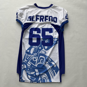 เสื้อฟุตบอลอเมริกันแบบกำหนดเองสำหรับผู้ชายและผู้หญิง ปรับแต่งชื่อทีม หมายเลข โลโก้ ระบายอากาศได้ดี แห้งเร็ว ผลิตจากโพลีเอสเตอร์ 100% - Product Image 2