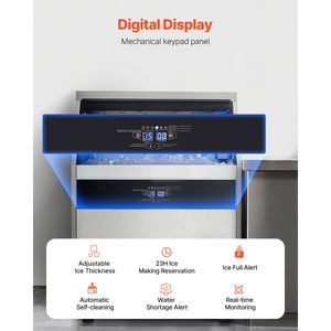 Macchina per il ghiaccio commerciale da 265 libbre/24 ore, capacità di stoccaggio 88 libbre, 126 cubetti, 15 minuti, nuovo display LED, pompa di scarico da 500 kg inclusa - Product Image 4