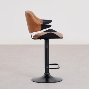Viva Brown PU <b>Leather</b> Adjustable Bar Chair Modern Contemporary Design Counter Height <b>Stool</b> with Cushioned Seat Metal Frame - Product Image 2