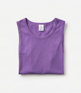 Men's <b>Purple</b> Sleeveless <b>Tank</b> <b>Top</b> O-Neck Solid Color Knitted Casual Wear - Product Image 4
